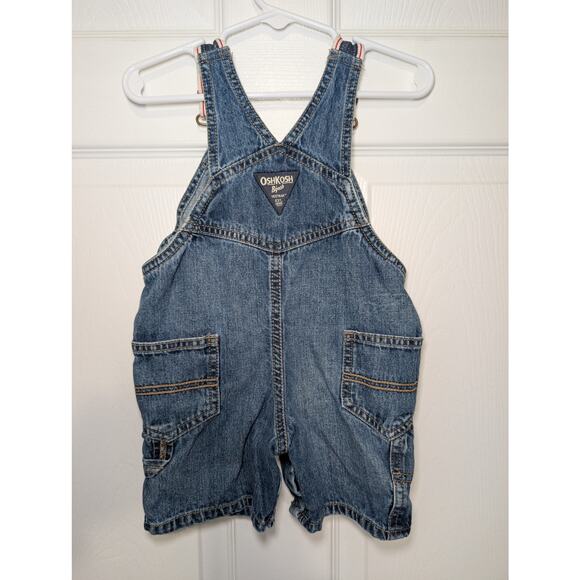 OshKosh Bgosh Overalls Shorts Striped Strap Size 18m Toddler Denim Blue Jeans - Picture 3 of 5